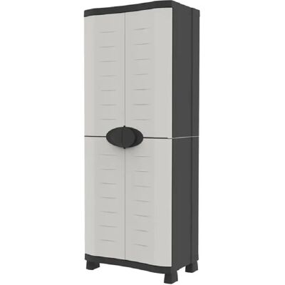 Pegane Armoire haute meuble de rangement avec 4 étagères pour intérieur/extérieur - Publicité Pegane Armoire haute meuble de rangement avec 4 étagères pour intérieur/extérieur - Publicité