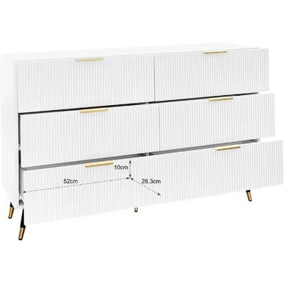 STILVORA Consoles 120/40/77 cm blanc et or en panneaux de particules à 6 tiroirs - Publicité STILVORA Consoles 120/40/77 cm blanc et or en panneaux de particules à 6 tiroirs - Publicité