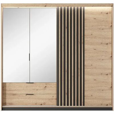 3XELIVING Armoire, chêne artisanal et anthracite, 220 x 210,4 x 60 cm - Publicité 3XELIVING Armoire, chêne artisanal et anthracite, 220 x 210,4 x 60 cm - Publicité
