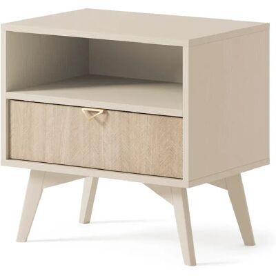 3XELIVING Table de chevet : Beige sable / Chevrons scandi, Pieds Bois, 54 x 54 x 38cm - Publicité 3XELIVING Table de chevet : Beige sable / Chevrons scandi, Pieds Bois, 54 x 54 x 38cm - Publicité