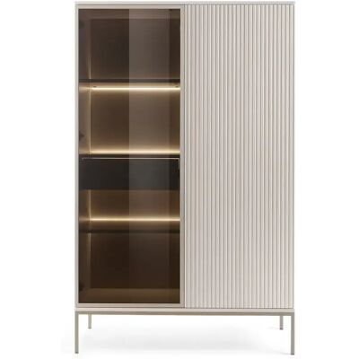 3XELIVING Vitrine haute moderne à façade cannelée, 104 × 166 × 39 cm, Cachemire / Or - Publicité 3XELIVING Vitrine haute moderne à façade cannelée, 104 × 166 × 39 cm, Cachemire / Or - Publicité