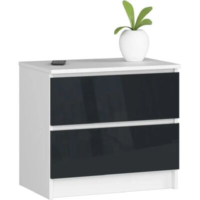 3XELIVING Table de chevet : 2 tiroirs, blanc graphite brillant, l: 60 cm, h: 55 cm, p: 40 cm. Publicité 3XELIVING Table de chevet : 2 tiroirs, blanc graphite brillant, l: 60 cm, h: 55 cm, p: 40 cm. Publicité