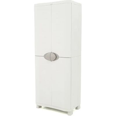 Pegane Armoire meuble de rangement avec 4 étagères métalliques pour intérieur/extérieur - Publicité Pegane Armoire meuble de rangement avec 4 étagères métalliques pour intérieur/extérieur - Publicité