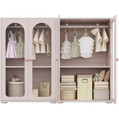 STILVORA Armoire 160/50/120 cm rose bébé en MDF et acrylique avec étagères réglables - Publicité STILVORA Armoire 160/50/120 cm rose bébé en MDF et acrylique avec étagères réglables - Publicité