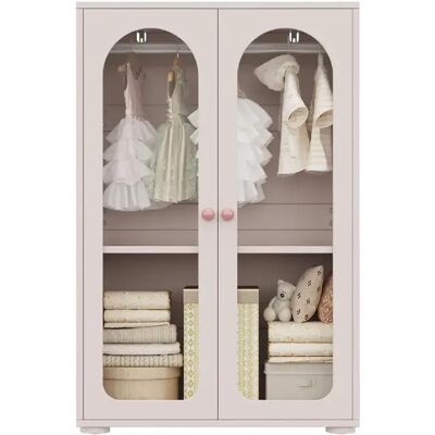 STILVORA Armoire 80/50/120 cm rose bébé en MDF et acrylique avec portes transparentes - Publicité STILVORA Armoire 80/50/120 cm rose bébé en MDF et acrylique avec portes transparentes - Publicité