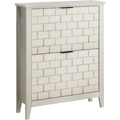 STILVORA Meuble à chaussures 80 cm blanc rétro en MDF avec 2 abattants - Publicité STILVORA Meuble à chaussures 80 cm blanc rétro en MDF avec 2 abattants - Publicité