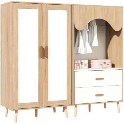 STILVORA Armoire enfant 160/46/141,5 cm blanc et bois naturel en MDF avec rangement modulable - Publicité STILVORA Armoire enfant 160/46/141,5 cm blanc et bois naturel en MDF avec rangement modulable - Publicité