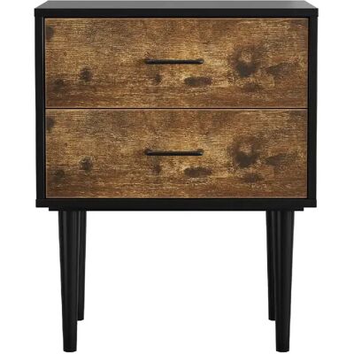 STILVORA Table de chevet 51/38/66 cm brun antique en MDF avec 2 tiroirs - Publicité STILVORA Table de chevet 51/38/66 cm brun antique en MDF avec 2 tiroirs - Publicité