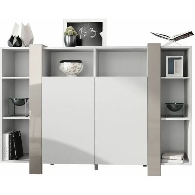 Mpc Meuble Blanc Mat Et Sable Laqué (lxhxp) : 149 X 101 X 34 Cm - Publicité Mpc Meuble Blanc Mat Et Sable Laqué (lxhxp) : 149 X 101 X 34 Cm - Publicité