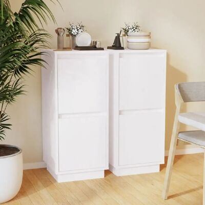 vidaXL Buffets 2 pcs - Blanc 31,5x34x75 cm - Publicité vidaXL Buffets 2 pcs - Blanc 31,5x34x75 cm - Publicité