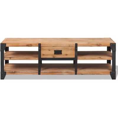 MOBIKASA Meuble TV en Acacia - 140x40x45 cm - Style Industriel Moderne - Publicité MOBIKASA Meuble TV en Acacia - 140x40x45 cm - Style Industriel Moderne - Publicité