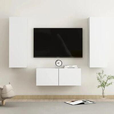 Ensemble de 3 Meubles TV Blanc vidaXL - Rangement TV - Publicité Ensemble de 3 Meubles TV Blanc vidaXL - Rangement TV - Publicité
