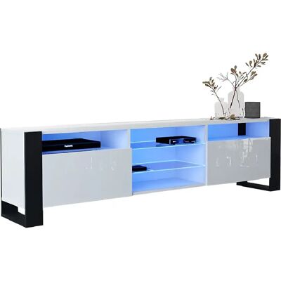 Tendance DUSINE Meuble TV 200 CM LOVY - Blanc - Publicité Tendance DUSINE Meuble TV 200 CM LOVY - Blanc - Publicité