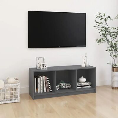 vidaXL Meuble TV Gris - Pin - Publicité vidaXL Meuble TV Gris - Pin - Publicité