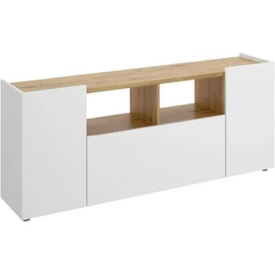 Pegane Meuble TV design - Chêne blanc - Publicité Pegane Meuble TV design - Chêne blanc - Publicité