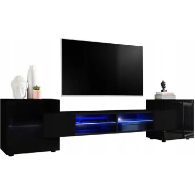 Tendance DUSINE MEUBLE TV PABLO 230 cm LED noir - Publicité Tendance DUSINE MEUBLE TV PABLO 230 cm LED noir - Publicité