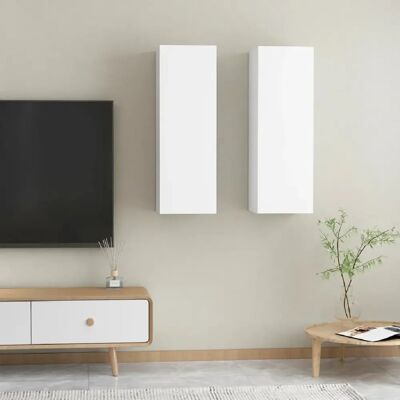 Meuble TV mural blanc - 30,5x30x90cm - Support TV mural - Publicité Meuble TV mural blanc - 30,5x30x90cm - Support TV mural - Publicité