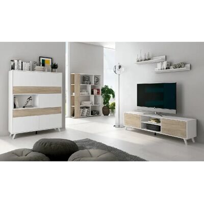 Pegane Ensemble Meuble TV Blanc - Publicité Pegane Ensemble Meuble TV Blanc - Publicité