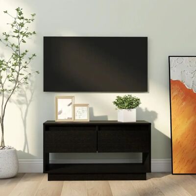 vidaXL Meuble TV Bois de Pin Noir - Publicité vidaXL Meuble TV Bois de Pin Noir - Publicité
