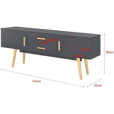 HELLOSHOP26 Meuble TV gris foncé - Style Scandinave - Publicité HELLOSHOP26 Meuble TV gris foncé - Style Scandinave - Publicité