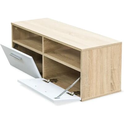 HelloShop26 Buffet TV 95cm Chêne/Blanc - 95 cm Chêne/Blanc - panneaux de particules - Meuble TV - Publicité HelloShop26 Buffet TV 95cm Chêne/Blanc - 95 cm Chêne/Blanc - panneaux de particules - Meuble TV - Publicité