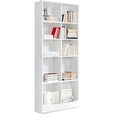 Pegane - Étagère - Blanc - 82x33x186 cm - Bibliothèque - Publicité Pegane - Étagère - Blanc - 82x33x186 cm - Bibliothèque - Publicité
