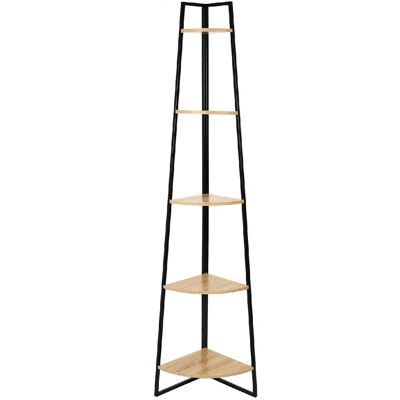 Toilinux Etagère d'angle 5 niveaux en MDF et métal - Noir et beige - Publicité Toilinux Etagère d'angle 5 niveaux en MDF et métal - Noir et beige - Publicité