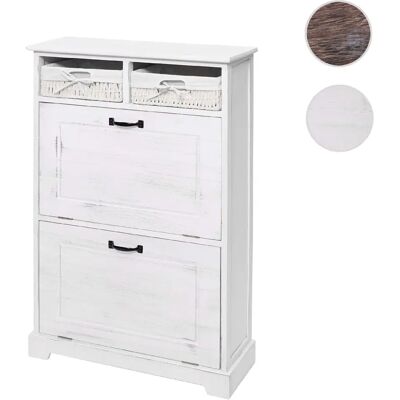 Mendler Armoire à chaussures vintage blanche avec paniers - Rangement chaussures - Publicité Mendler Armoire à chaussures vintage blanche avec paniers - Rangement chaussures - Publicité