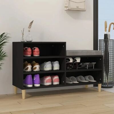 Meuble à chaussures noir en bois stratifié vidaXL - Rangement à chaussures - Publicité Meuble à chaussures noir en bois stratifié vidaXL - Rangement à chaussures - Publicité
