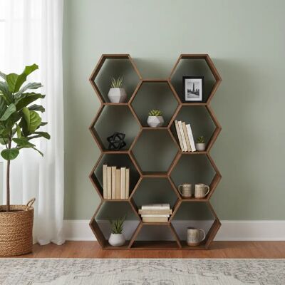 Bois & Chiffons Grande Étagère hexagonale - Publicité Bois & Chiffons Grande Étagère hexagonale - Publicité