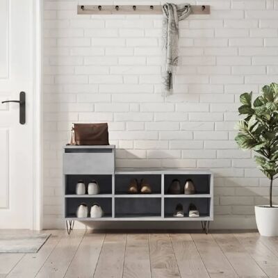 vidaXL Armoire à Chaussures Gris Béton 102x36x60 cm - Rangement à Chaussures - Publicité vidaXL Armoire à Chaussures Gris Béton 102x36x60 cm - Rangement à Chaussures - Publicité