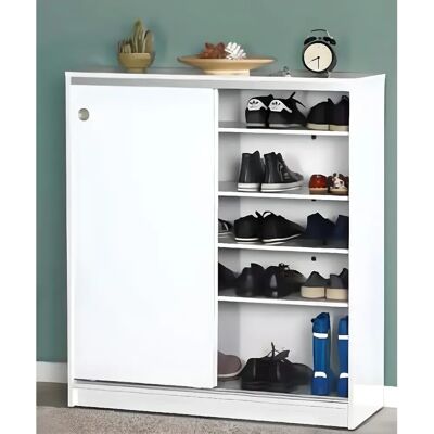 Pegane Armoire à chaussures 2 portes coulissantes - Blanc - Publicité Pegane Armoire à chaussures 2 portes coulissantes - Blanc - Publicité