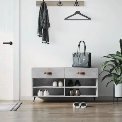 vidaXL Banc à chaussures gris béton 102x35x55 cm - Rangements - Publicité vidaXL Banc à chaussures gris béton 102x35x55 cm - Rangements - Publicité