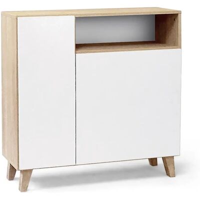 Pegane Armoire à chaussures avec miroir - Blanc - Publicité Pegane Armoire à chaussures avec miroir - Blanc - Publicité