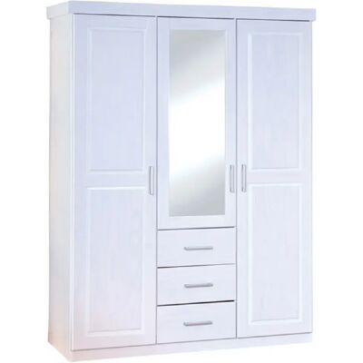 Pegane Armoire en pin massif - Blanc - Publicité Pegane Armoire en pin massif - Blanc - Publicité