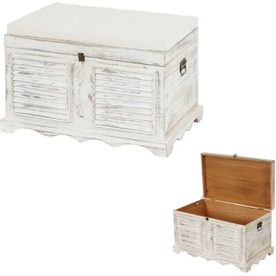 Mendler Banc coffre de rangement - Blanc - Publicité Mendler Banc coffre de rangement - Blanc - Publicité