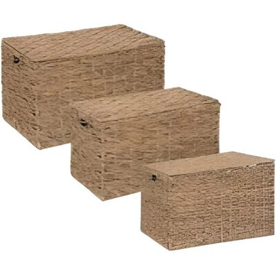 Pegane Set de malles de rangement - Beige - Publicité Pegane Set de malles de rangement - Beige - Publicité