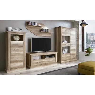 Pegane Ensemble meuble TV et buffet - Chêne - Publicité Pegane Ensemble meuble TV et buffet - Chêne - Publicité