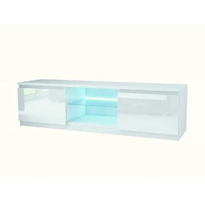 Tendance DUSINE Meuble TV Kiffa LED 140 cm - Blanc Laqué - Publicité Tendance DUSINE Meuble TV Kiffa LED 140 cm - Blanc Laqué - Publicité