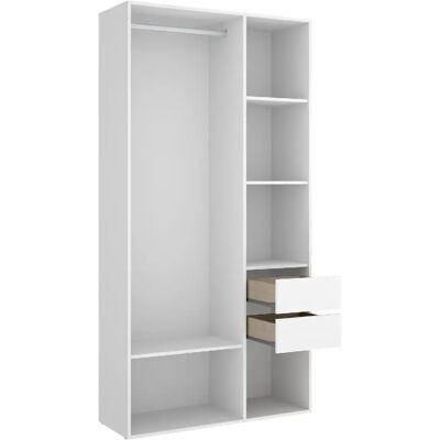 Pegane Armoire penderie avec tiroirs - Blanc - Publicité Pegane Armoire penderie avec tiroirs - Blanc - Publicité
