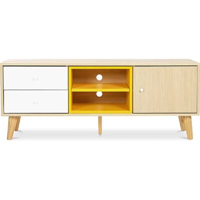 ICONIK INTERIOR Meuble TV en Bois - Design Scandinave - Daven Jaune - Publicité ICONIK INTERIOR Meuble TV en Bois - Design Scandinave - Daven Jaune - Publicité