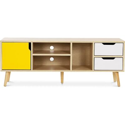 Privatefloor Modèle Aren Giallo - Meuble TV Scandinave - MDF - Jaune - Publicité Privatefloor Modèle Aren Giallo - Meuble TV Scandinave - MDF - Jaune - Publicité