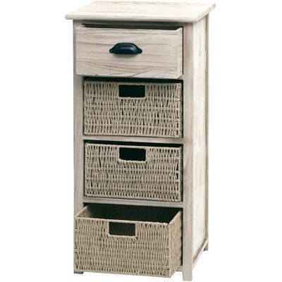 DÉCOSHOP26 - Commode avec tiroir et 3 corbeilles - brun clair naturel - Publicité DÉCOSHOP26 - Commode avec tiroir et 3 corbeilles - brun clair naturel - Publicité