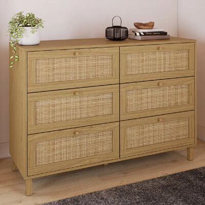 Idmarket Hanae Commode en Rotin Naturel 6 tiroirs - Publicité Idmarket Hanae Commode en Rotin Naturel 6 tiroirs - Publicité