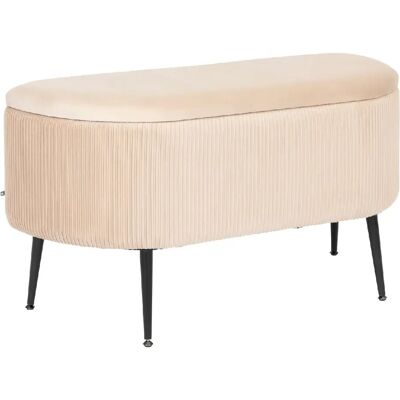 ATMOSPHERA Banc de rangement en velours SOLARO - Beige - Publicité ATMOSPHERA Banc de rangement en velours SOLARO - Beige - Publicité