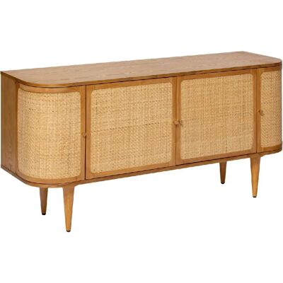 ATMOSPHERA Buffet 4 portes en bois et rotin KISCO - Marron - Publicité ATMOSPHERA Buffet 4 portes en bois et rotin KISCO - Marron - Publicité