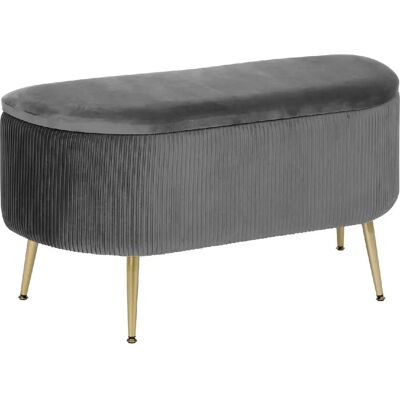 ATMOSPHERA Banc de rangement en velours SOLARO - Gris - Publicité ATMOSPHERA Banc de rangement en velours SOLARO - Gris - Publicité