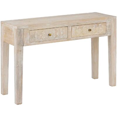ATMOSPHERA Console 2 tiroirs en bois massif SHIREL - Beige - Publicité ATMOSPHERA Console 2 tiroirs en bois massif SHIREL - Beige - Publicité