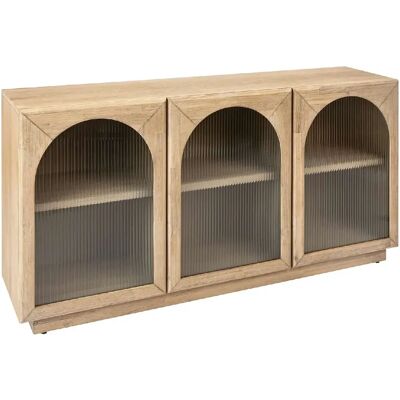 ATMOSPHERA Buffet 3 portes en verre et bois LOUSADA - Beige - Publicité ATMOSPHERA Buffet 3 portes en verre et bois LOUSADA - Beige - Publicité