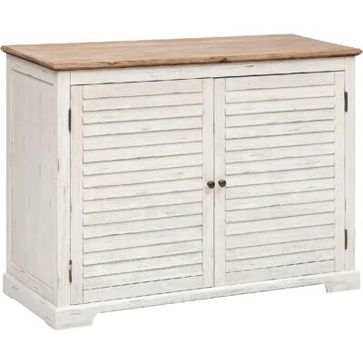 ATMOSPHERA Buffet 2 portes en bois OLBIA - Blanc et beige - Publicité ATMOSPHERA Buffet 2 portes en bois OLBIA - Blanc et beige - Publicité